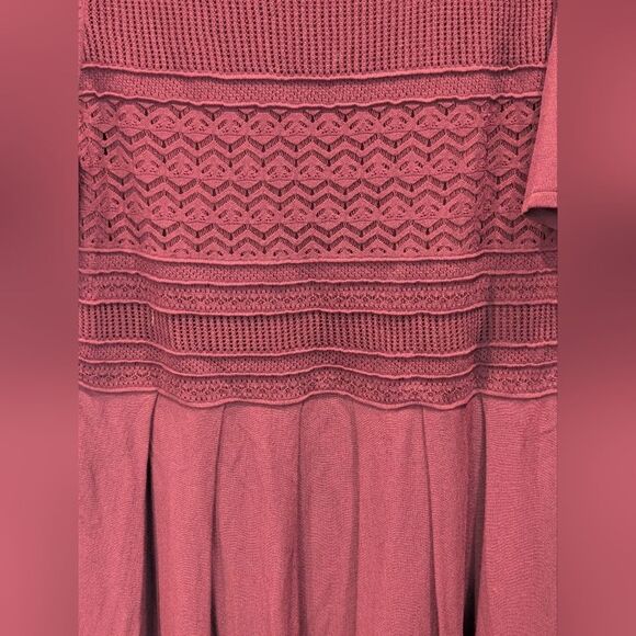 Lane Bryant Burgundy Knit Dress Size 18/20 Crochet Lace Pleated Dark Academia - Picture 5 of 6
